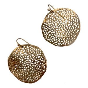 Lucky Brand | Gold-Tone Round Wavy Open Weave Drop Earrings